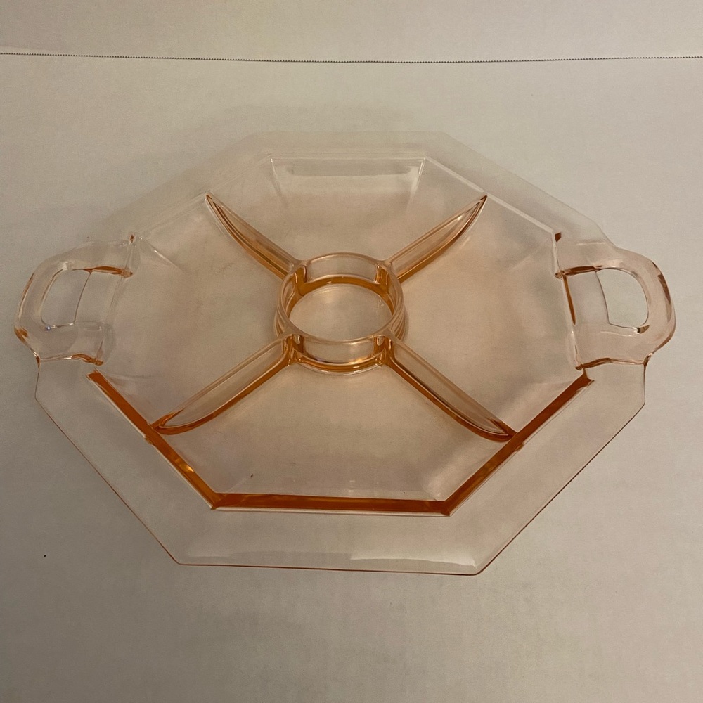 Vintage Pink Depression Glass Divided Serving/Relish Dish